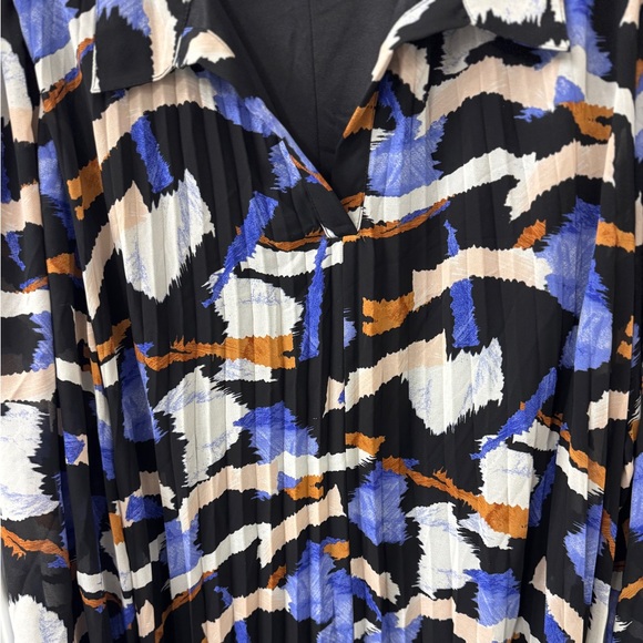 Plus Size Nine West Print Georgette Collar Pleated Dress Size 2X- Used - Picture 4 of 9